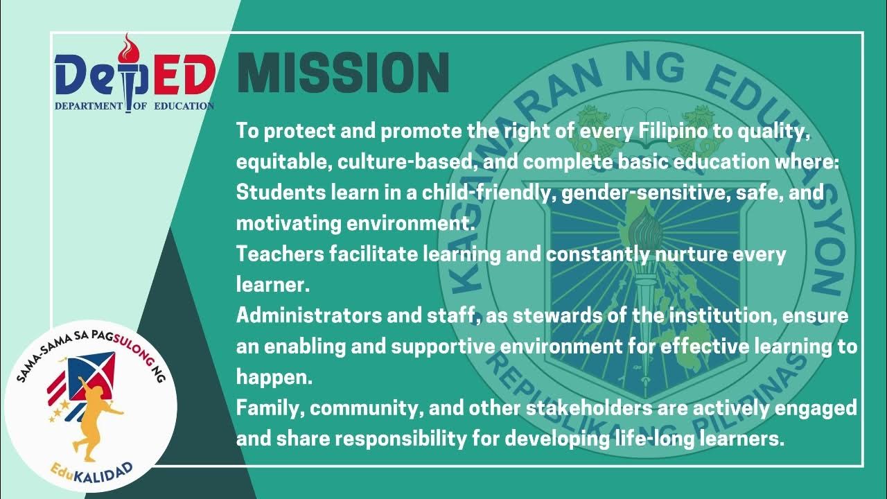 Deped Vision, Mission & Core Values YouTube