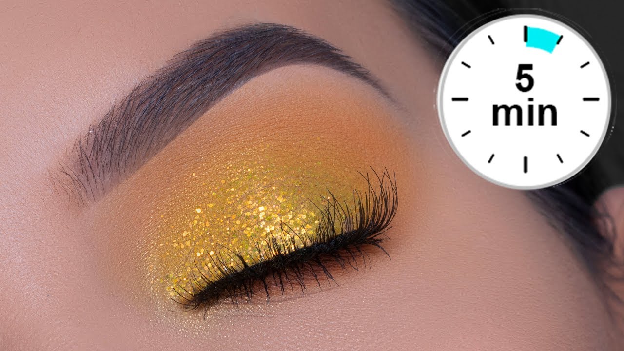 5 MINUTE EASY Golden Eye Makeup Tutorial | Stay Home Eye Look -