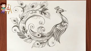 Vẽ Chim Công Đơn Giản Bằng Bút Chì - How To Draw A Peacock With Pencil -  Youtube