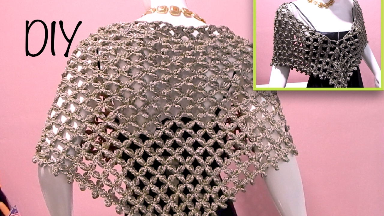 CAPA TRIANGULAR FLOR PUNTO ALARGADO GANCHILLO CROCHET LAYER UP CAPE DIY