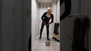 Disguised In Business Blond Woman, Downblouse Cleavage & High Heels Female Mask Crossdresser