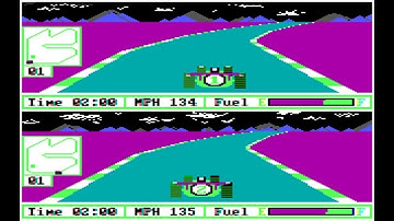 IBM PC Gameplay - Pitstop II - Monaco, 3 laps - with Colour Composite