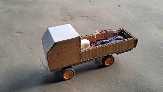 How To Make Pickup truck at home with cardboard dc motor || make rc car