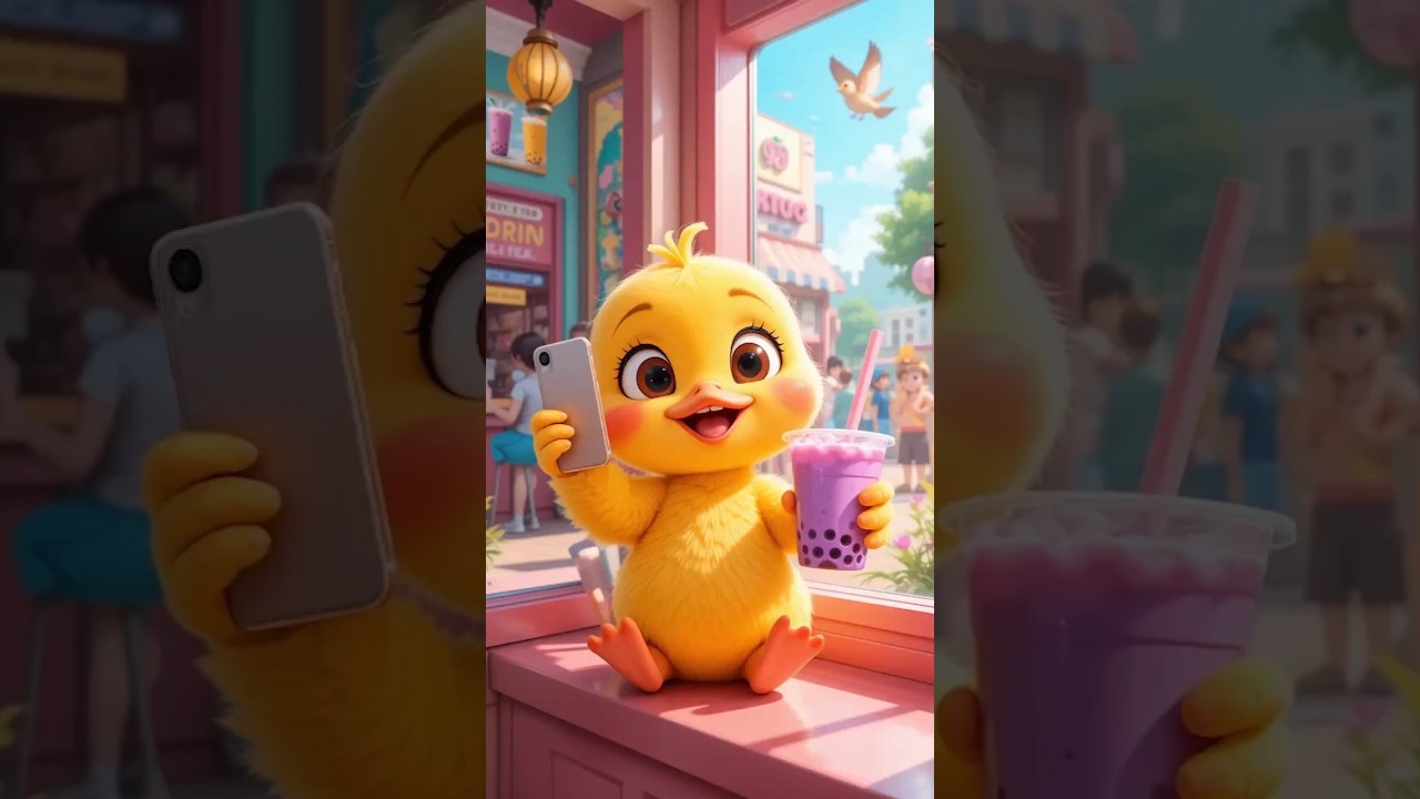 The Cute Duck's First Bubble Tea Adventure 🐥🧋 