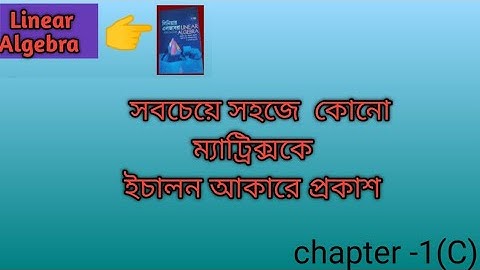 Linear Algebra (লিনিয়ার এলজাবরা)। Chapter -1(c)Echelon Matrix(ইচালনম্যাট্রিক্স)  Honours 1st year ll