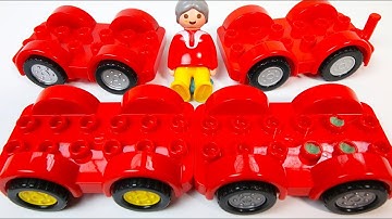 Learn Colors Building RED Duplo Trucks | Building Blocks Toys for Children