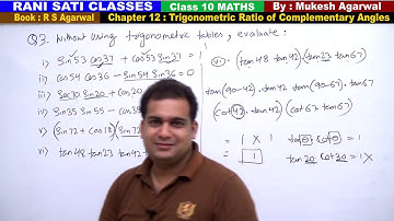 Class 10 Maths (Ex 12  Q3) Trigonometric Ratio of Complementary Angles (RS Agarwal 2019)