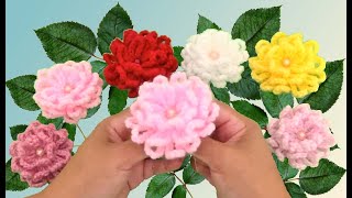 ESTAS FLORES LAS TEJÍ CON UNA HILERA A CROCHET MAS FACIL IMPOSIBLE