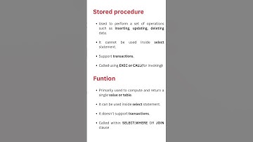 Difference Between Stored Procedure and Function.