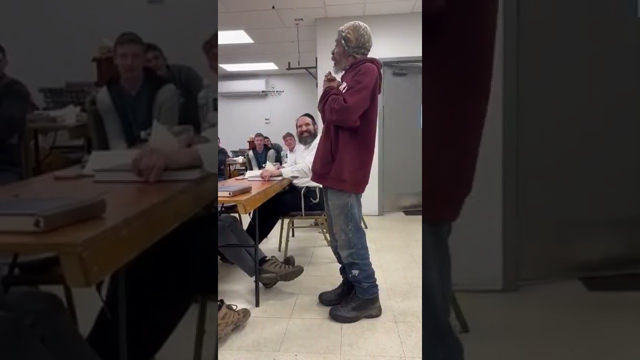 KIDDUSH HASHEM: A custodian in Yeshiva of Waterbury thanks R' Kalish in front of all his students.