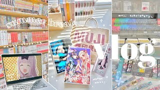 summer weekend vlog // manga shopping + haul, muji stationery, anime, sushi & more!