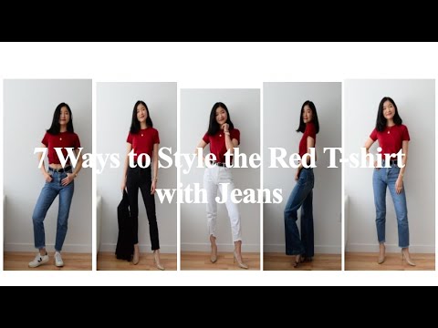 7 Ways to Style the Red T-shirt with Jeans 