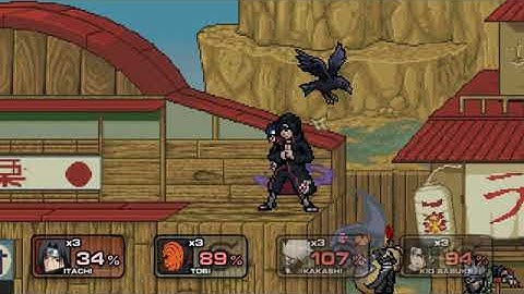 SSF2 0.9b Mods Itachi vs Tobi vs Kakashi vs Sasuke