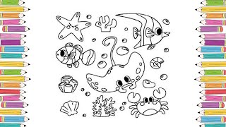 How To Draw For Kids | Sea Fish Coloring | Coloring Pages Animals