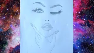 how to draw face/pencil sketch/easy for beginners تعليم الرسم بالرصاص رسم الوجه سهل للمبتدئين