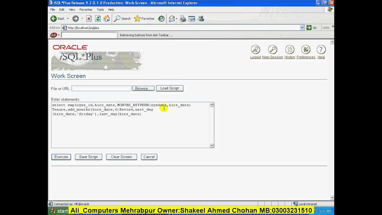 10 Oracle 9i  SQL URDU Video Classes