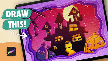 Procreate Drawing for Beginners |  Halloween Paper Cut Out - Digital Art Tutorial (step by step)