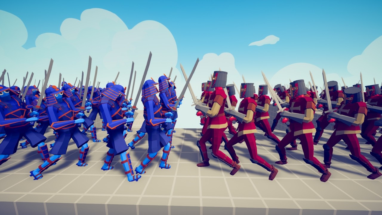 100x SQUIRES vs 100x SAMURAI on the Port Map - TABS | Totally Accurate Battle Simulator