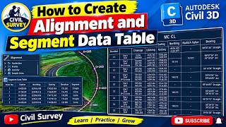 How to create alignment and segment data Table In civil 3d