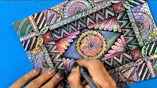 Incredible Geometric Zen Doodle | Layered Color Calm Patterns