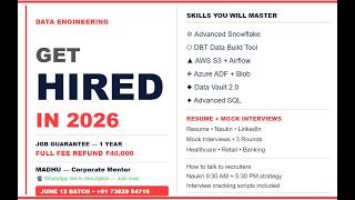How to Get a Data Engineering Job | Resume, Naukri, LinkedIn, Snowflake & DBT Interview Prep