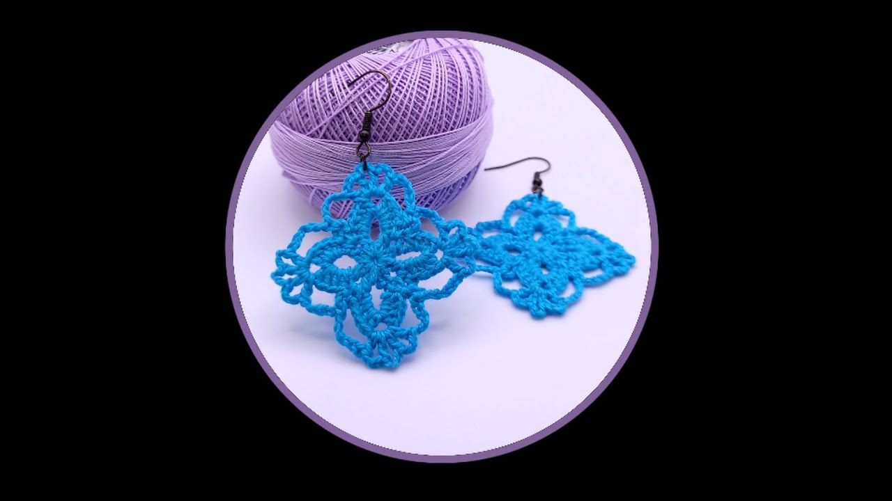 Crochet delicate square earrings | 钩针耳环_精致蕾丝方块@HelensCrafts