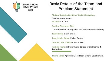 Air and Water Quality Index and Environment Monitoring | VCET | SIH 2023