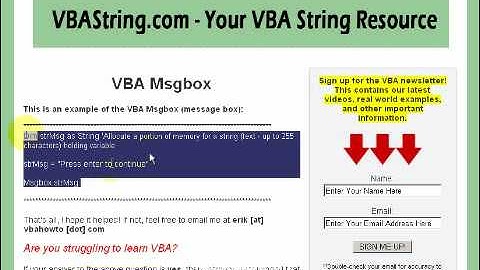 How To Create A VBA Msgbox