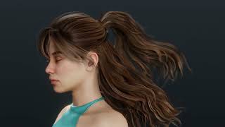 Blender Hair Spring Bones under Wind Force Simulation 2