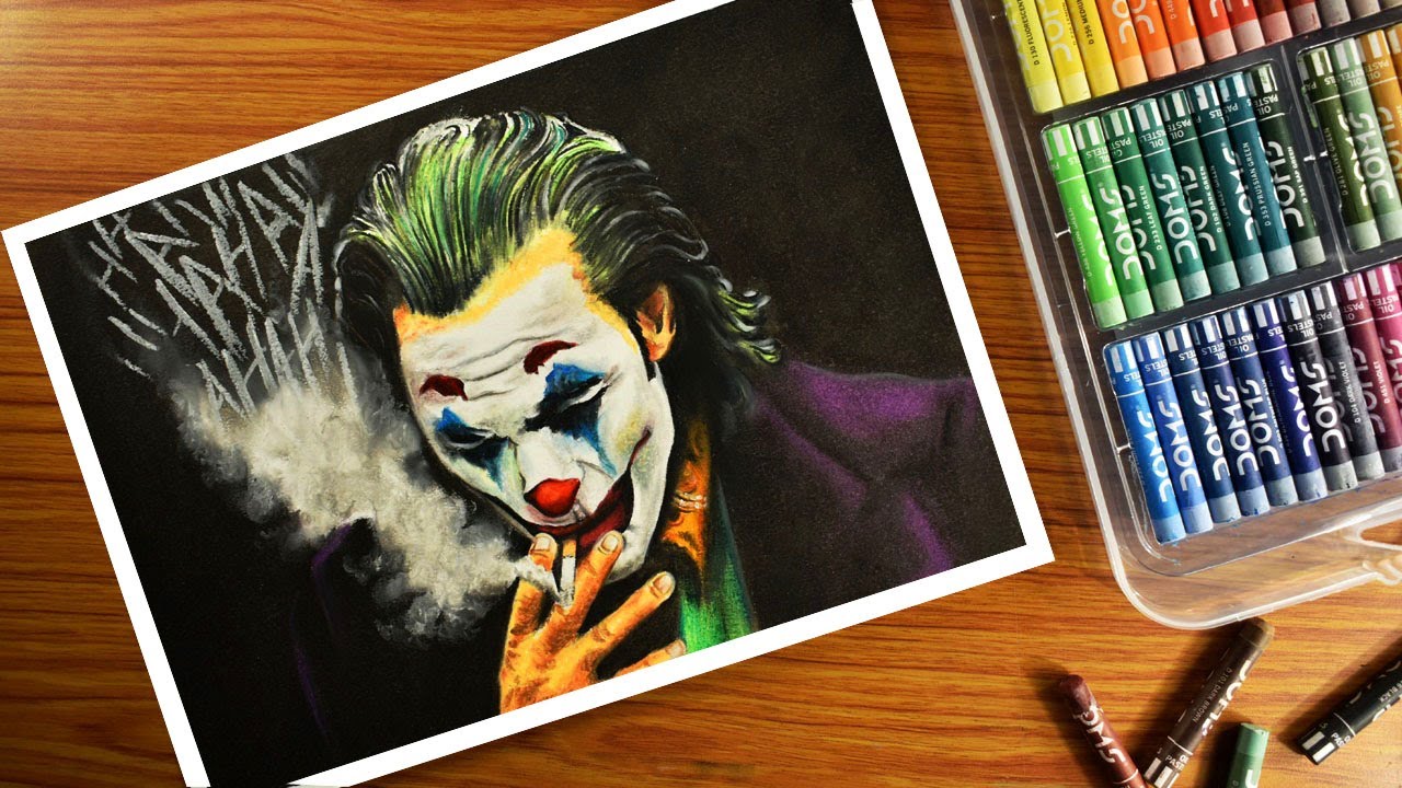 Joker Drawing with Oil Pastels - Step by Step | How to Draw Joker ...
