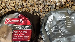 Good To Go. The North Face Wasatch Sleeping Bag and Coleman River Gorge Sleeping Bag Compared