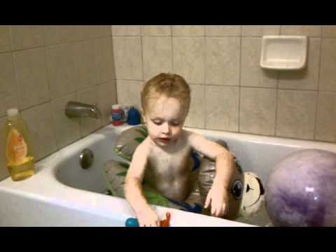 Toren floating with monkey in tub