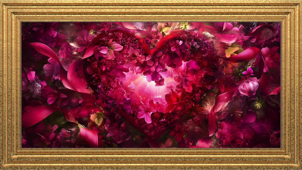 Valentine’s Heart Made of Flowers Collage Art 4K – Romantic Floral Wall Display for Frame TV