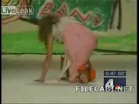 funny Model trips and falls on runway