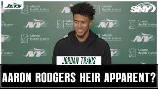 Jets draft pick QB Jordan Travis 'thinks a lot' about succeeding Aaron Rodgers | SNY