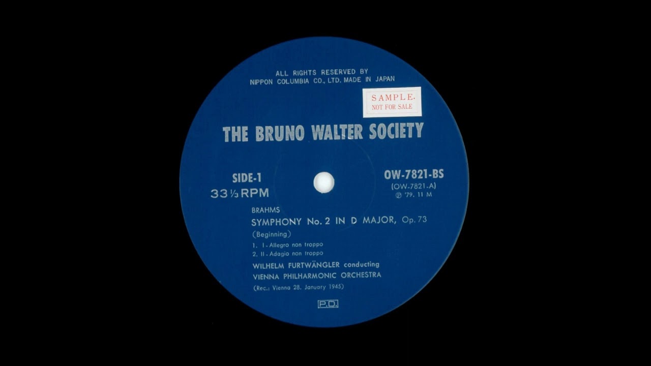 ワルター協会盤復刻】Furtwängler & VPO - Brahms: Symphony No.2 In D 