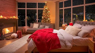  Warming Winter Night in Bedroom Ambience With Fireplace & Smooth Jazz | Piano Music for Relaxation