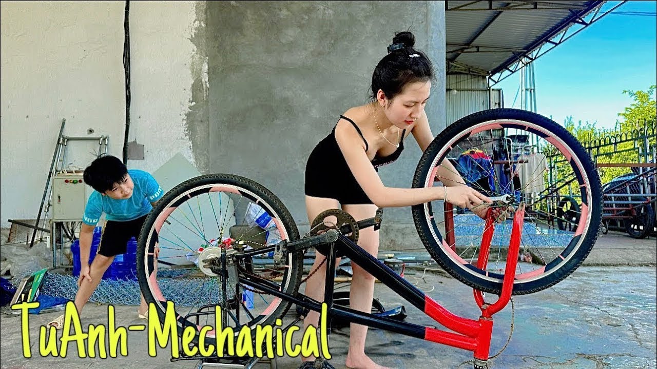 Genius Girl Repair Engine and Recycle Old Bikes   TuAnh Mechanical