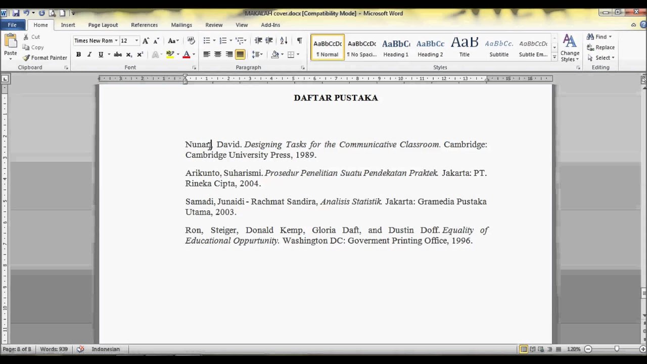 Tutorial Membuat Cara Menulis Daftar Pustaka Di Word Beserta Gambar