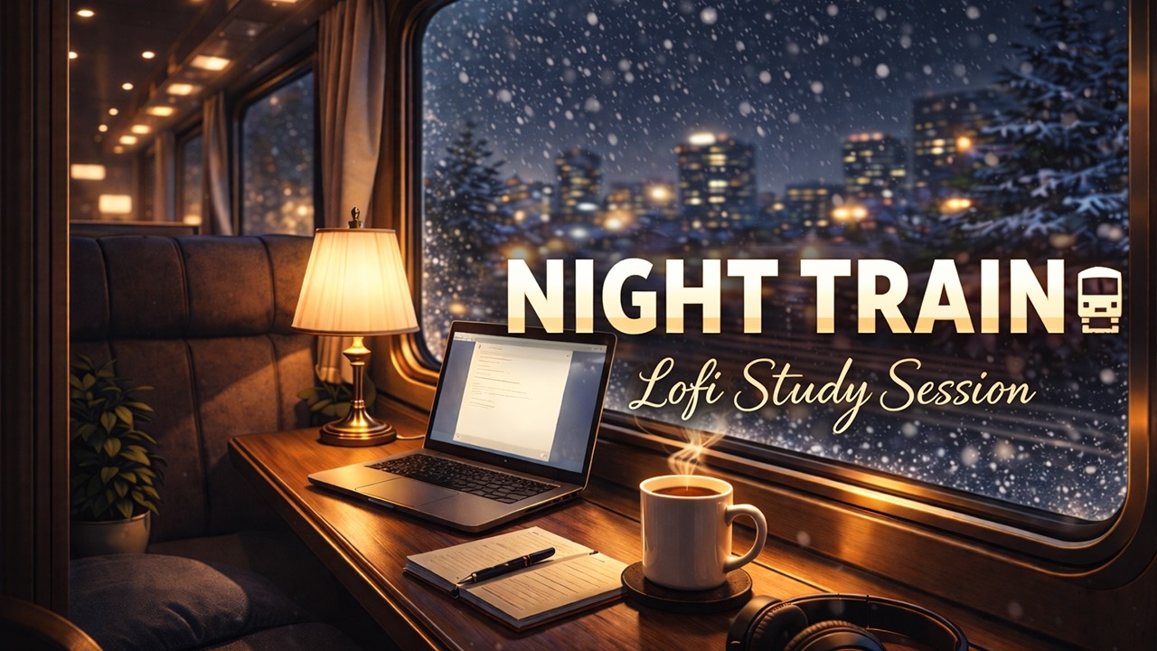 Night Train Study Session 🚆☕ Lofi Hip Hop for Focus & Work | Snowy Window Ambience (No Vocals)