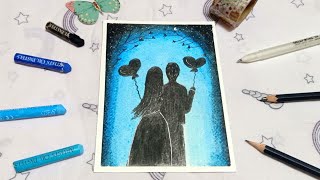 Sweet Couple - Valentines Day 2021| Oil pastel Art for Beginner | Step by step Tutorial screenshot 5