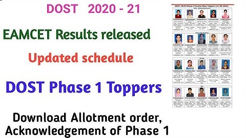 TS DOST 2020 Phase 1 Toppers II Phase 3 Registrations weboptions I. Special phase