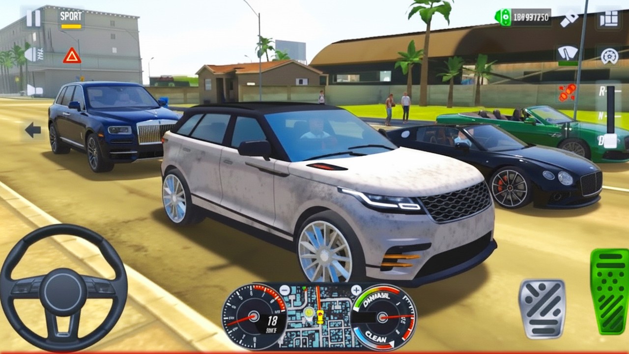 Управление роскошным Range Rover Velar в качестве такси в Taxi Simulator 2026