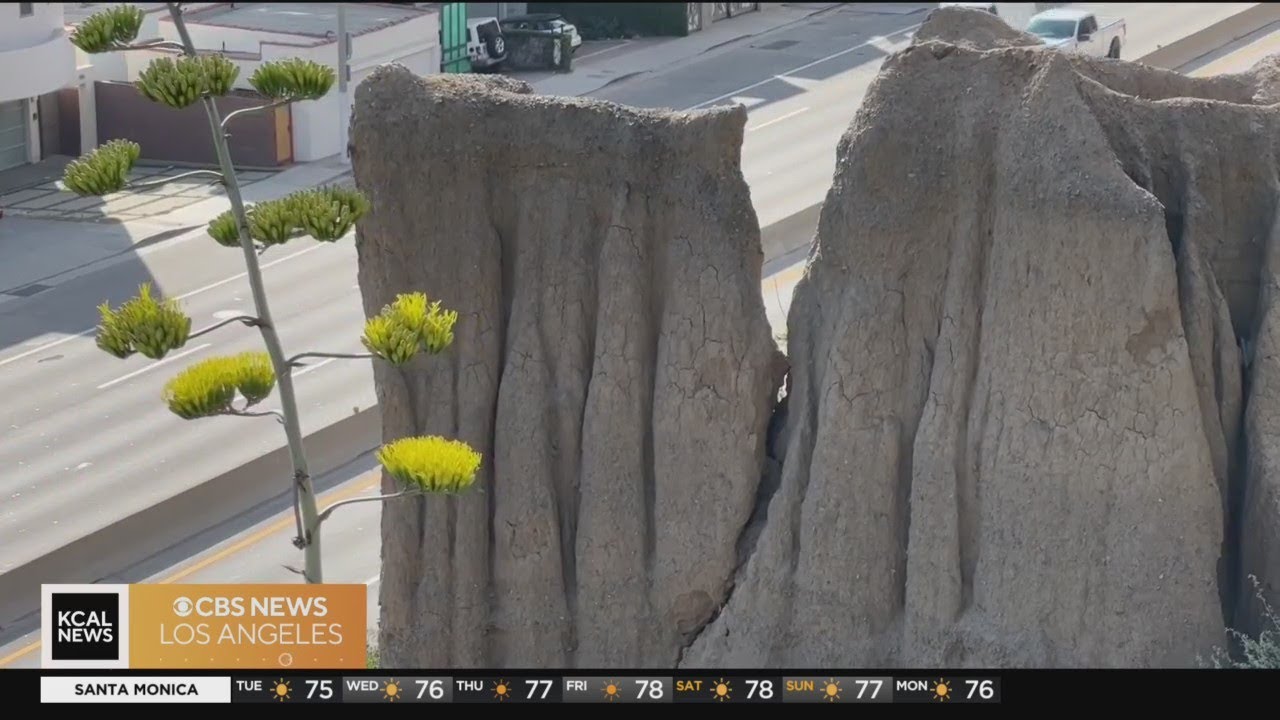 Road closures along Pacific Coast Highway in Santa Monica for bluff