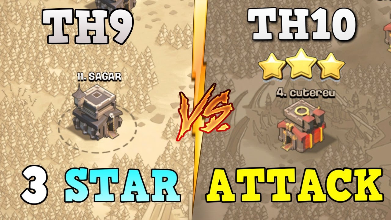 TH9 vs TH10 3 Star Attack Strategy 2023 Town Hall 9 WAR Attack Clash of ...