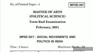 MPSE 007 Previous Year Question Paper | MPSE 007 Important Question Answer Pdf Notes | MPSE 07 IGNOU