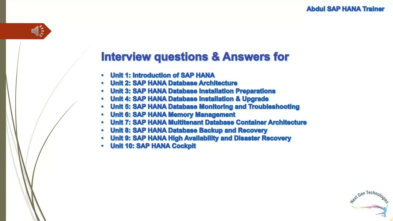 SAP HANA Administration Interview Questions and Answers
