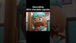 Decorating mint chocolate cupcake #shorts  #shortvideo