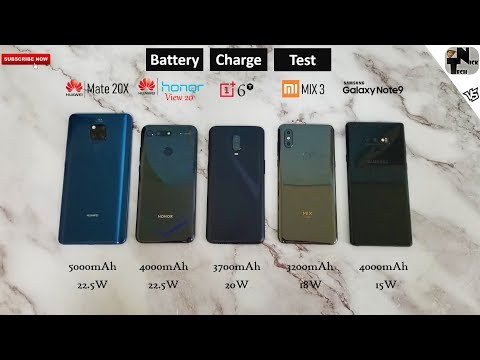 Тест скорости зарядки Honor View 20, Mate 20X, OnePlus 6T, Mi MIX 3 и Note 9