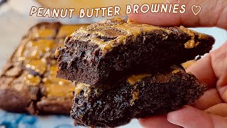 Fudgy Peanut Butter Brownies (Bakery-Style) | Easy Homemade Brownies